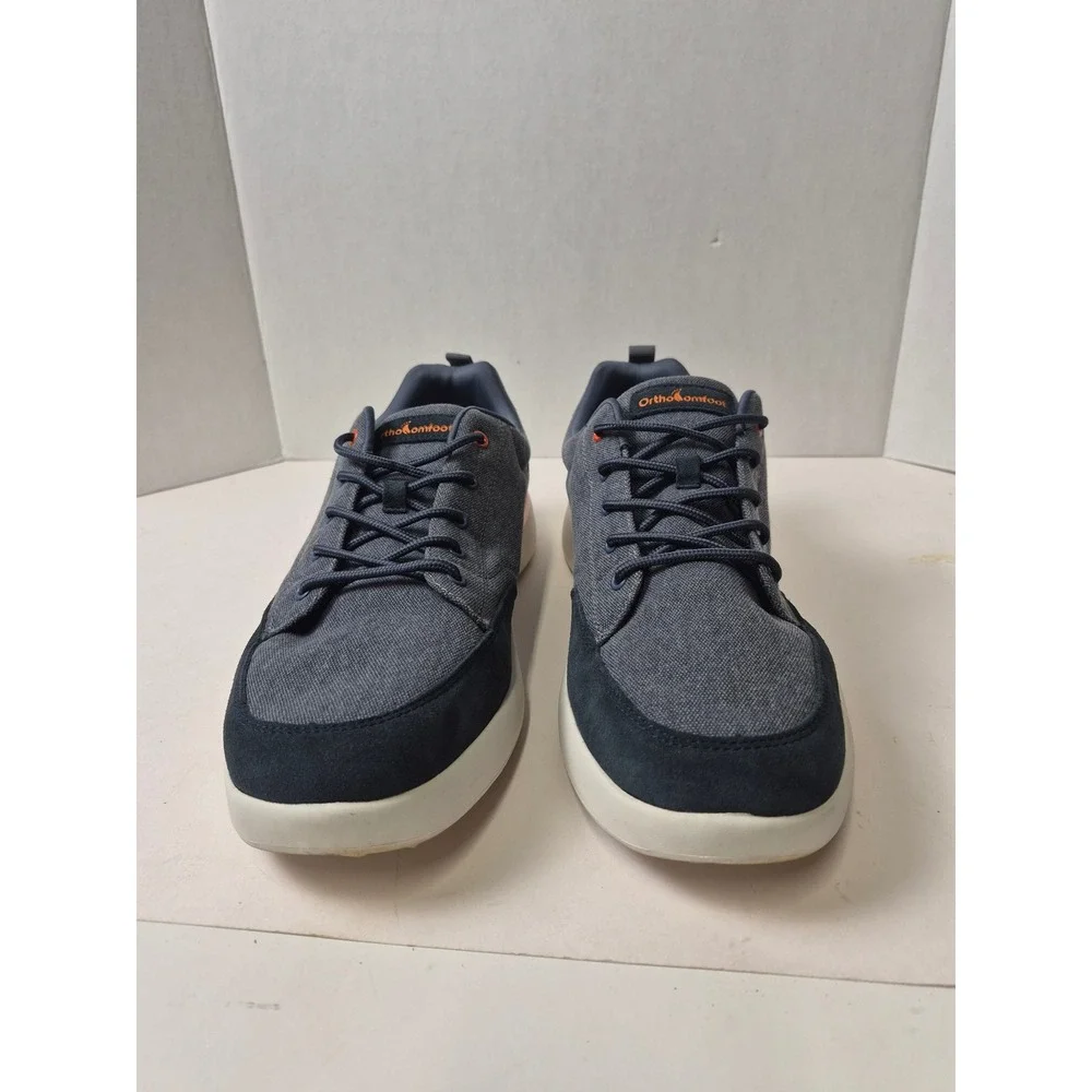 OrthoComfoot Mens ZGBX26B Grey Canvas Navy Suede Sneakers EU 47 US 13 Low Top